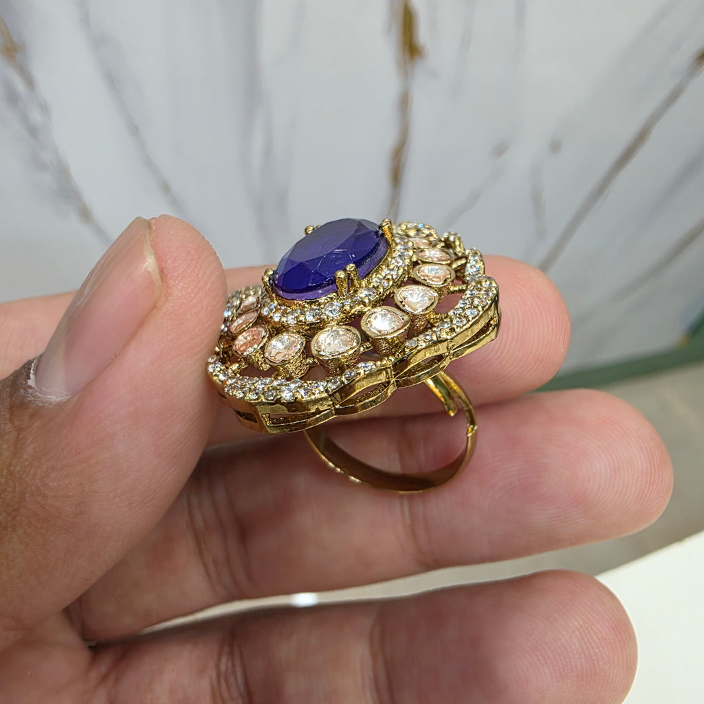 Elara LB Moissanite Adjustable Ring- Indigo Purple