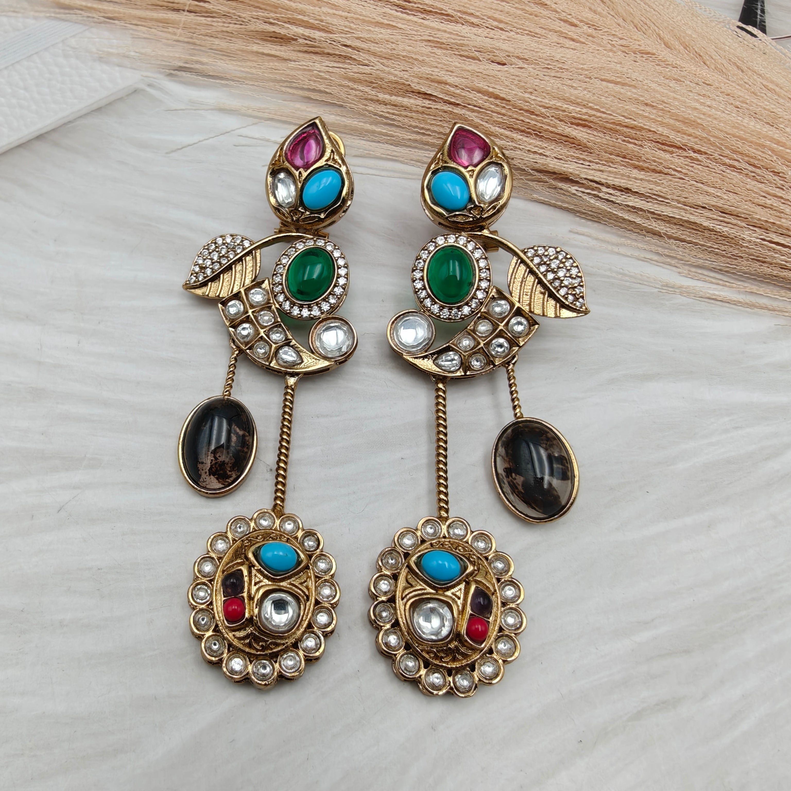 Anubhuti Amrapali Brass Fusion Earrings - Black Multi