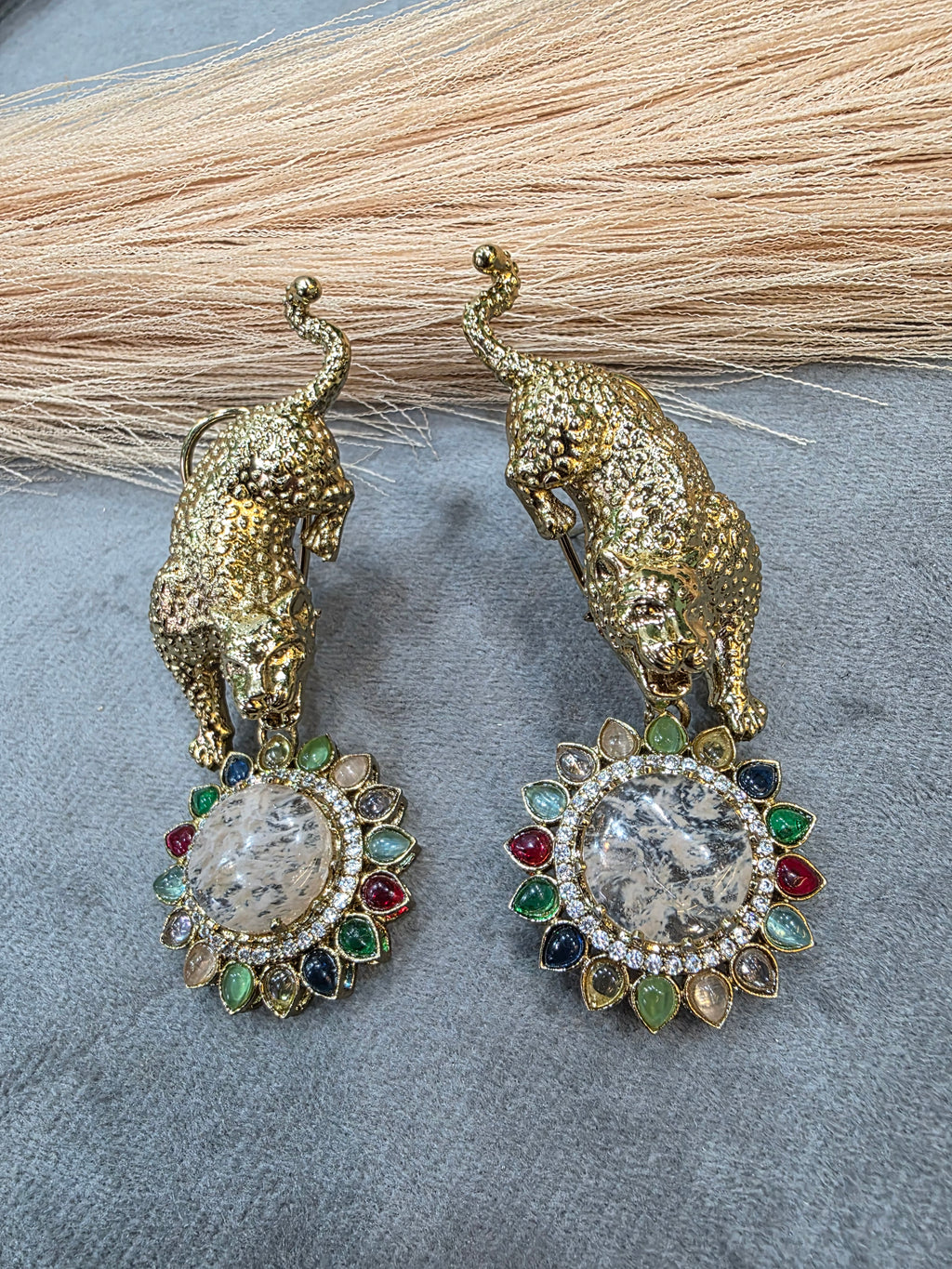 Bageera Sabya Inspired Statement Earrings- Light Fawn