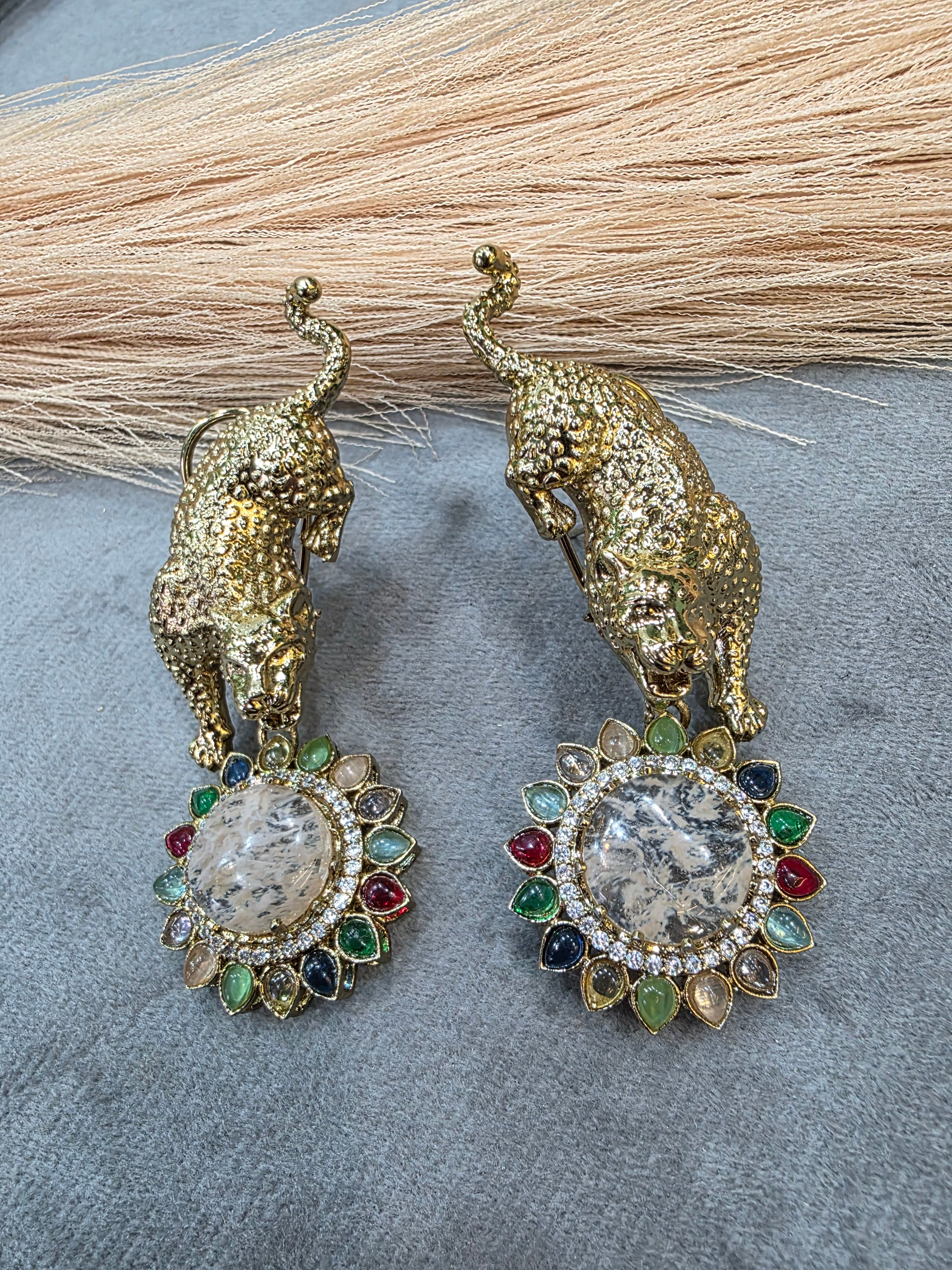 Bageera Sabya Inspired Statement Earrings- Light Fawn