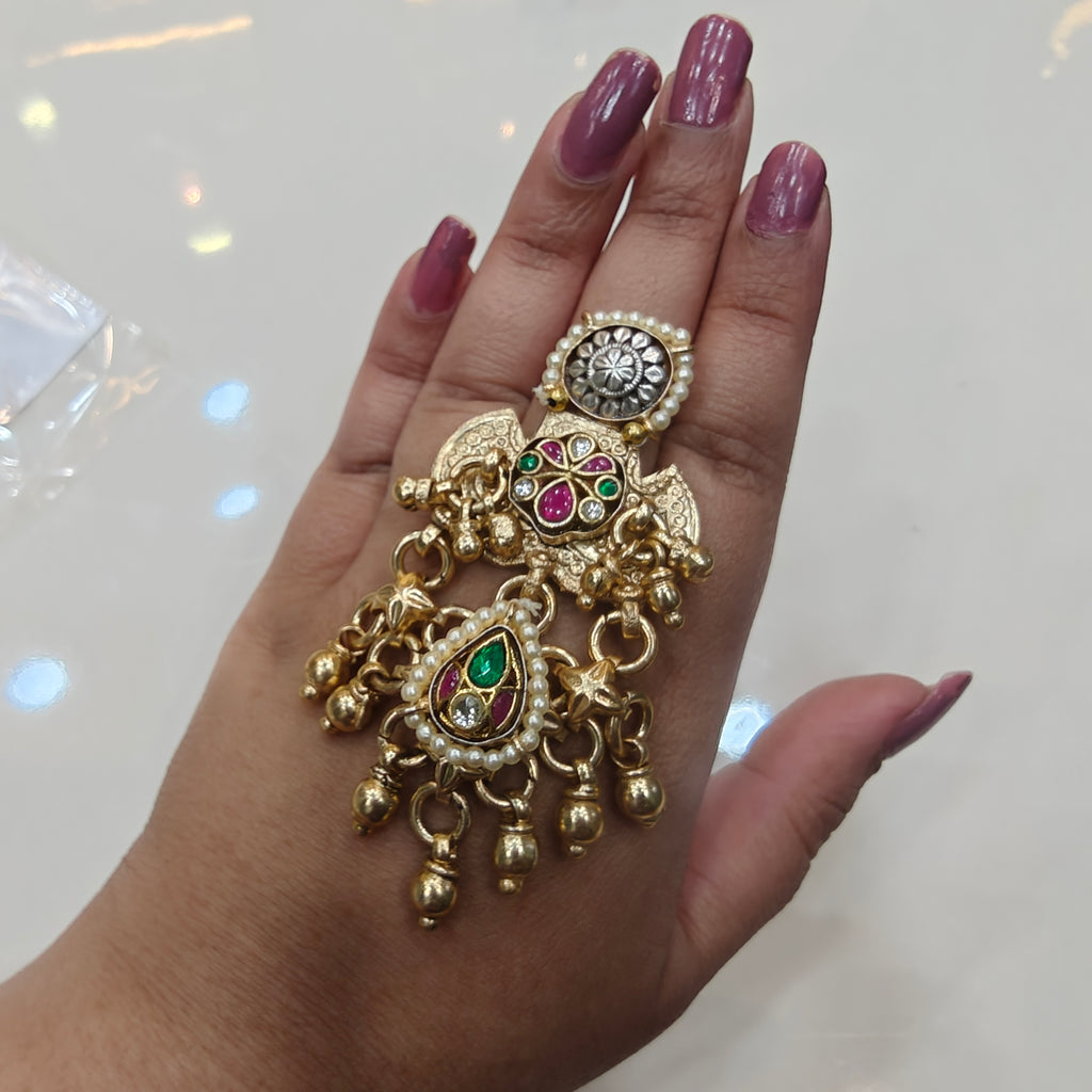 Leher Brass Fusion Pachi Adjustable Ring
