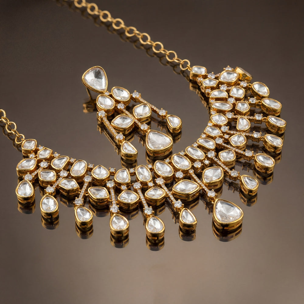 Zafira Uncut Moissanite Polki Necklace Set