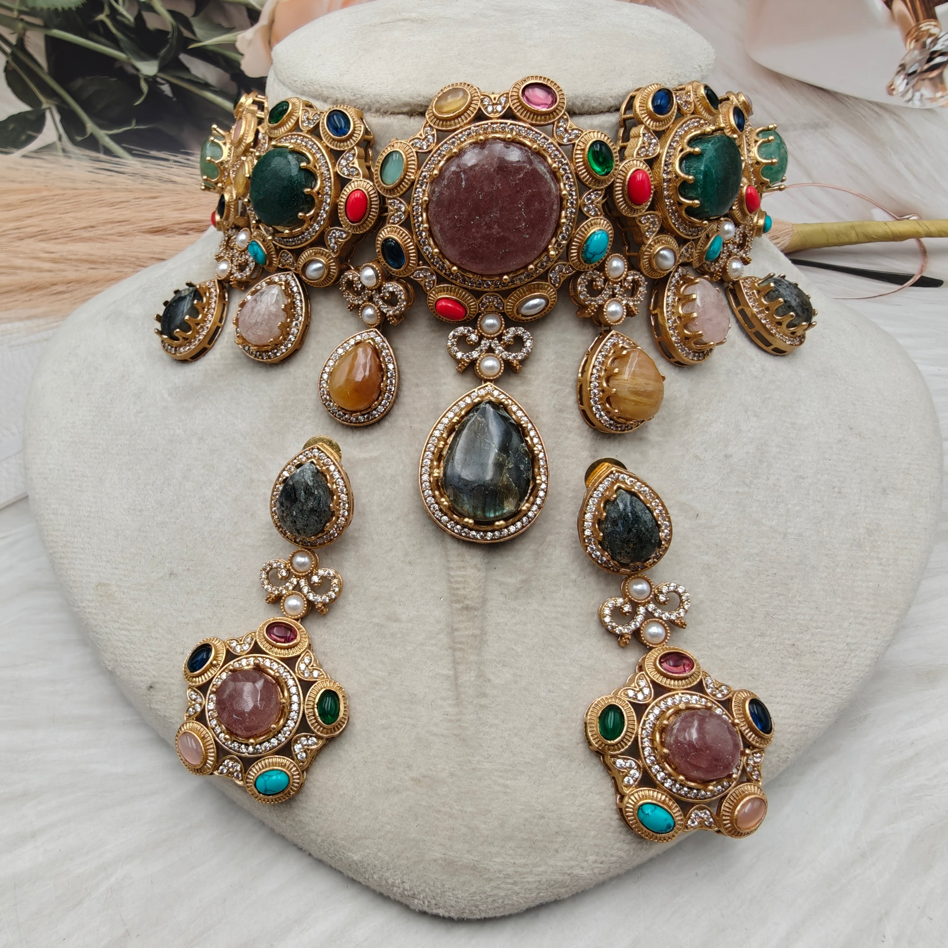 Sabya Inspired Nitima Necklace Set-  Multi