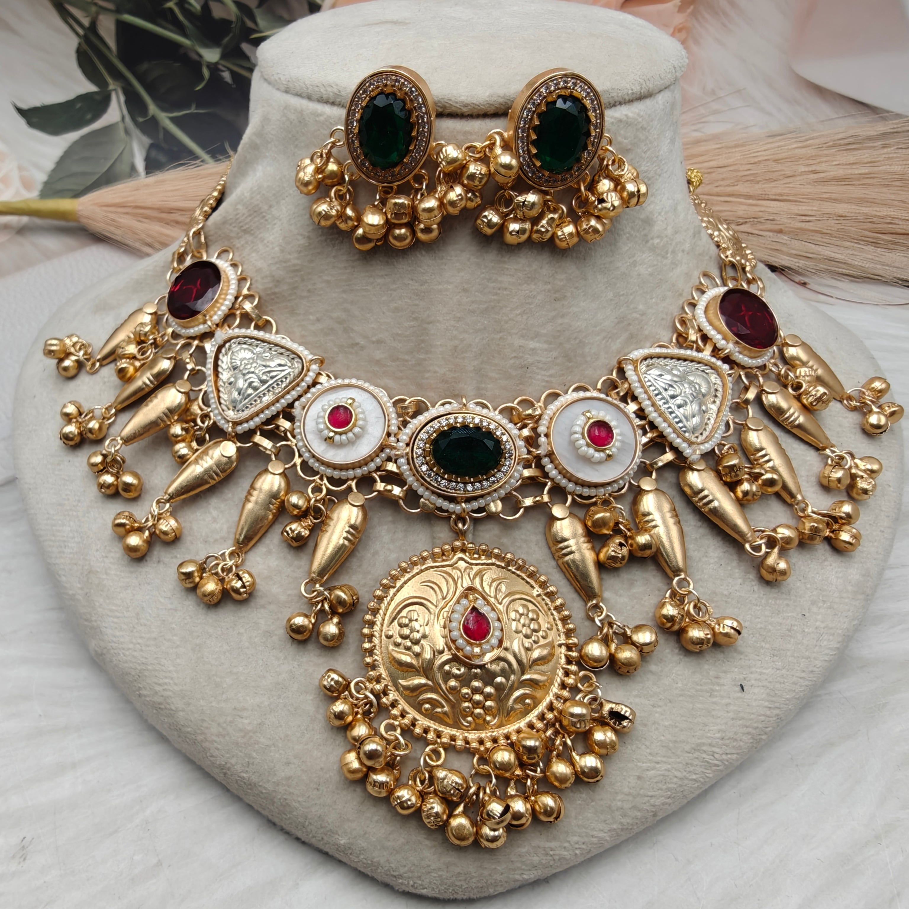 Handcrafted Brass Fusion Fidaya Necklace Set- Multi