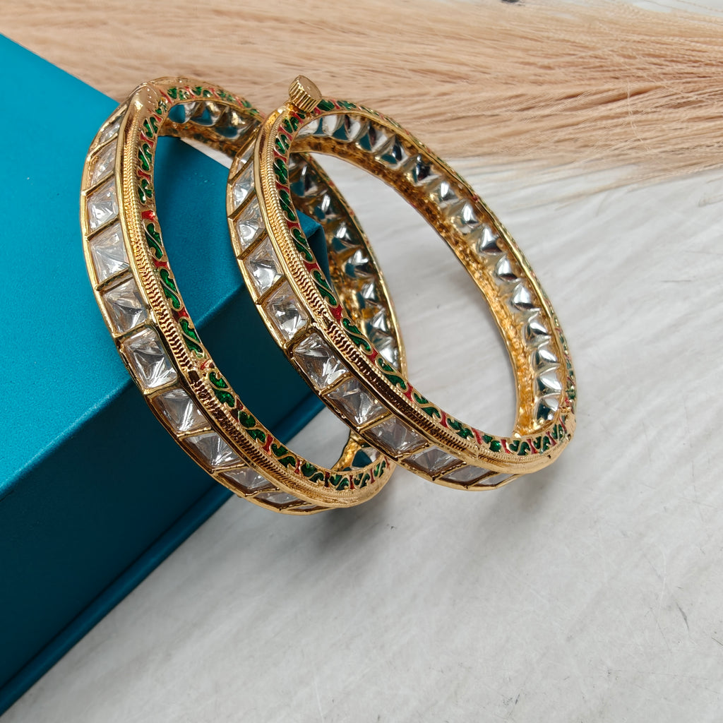 Kurmani Foil Polki Kundan  Bangles (Pair)
