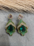 Kriti Designer Earrings- Green Pink