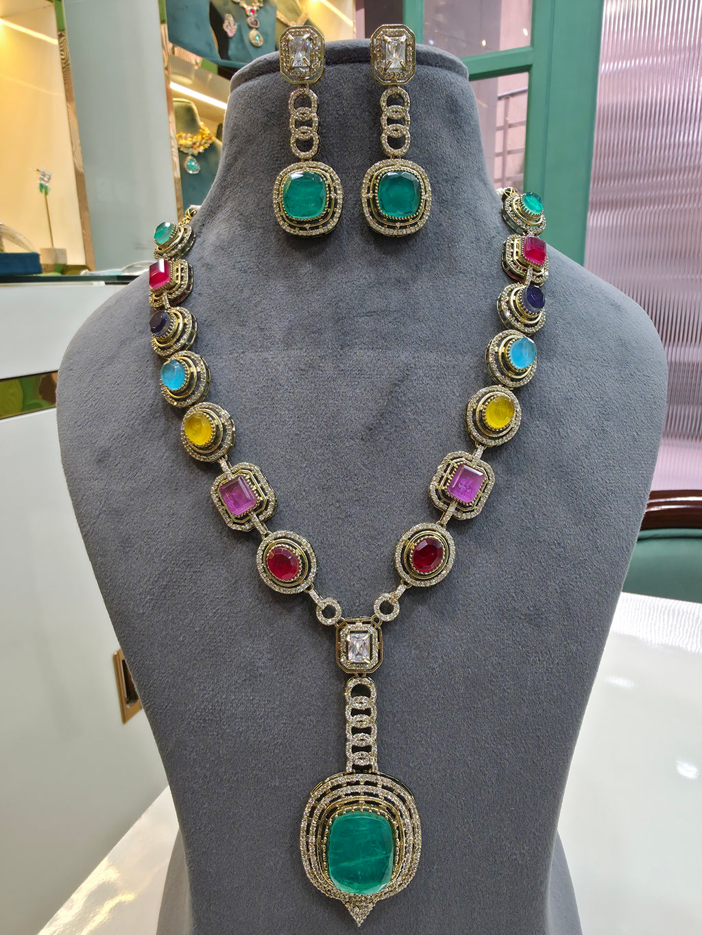 Anshika Doublet Long Necklace Set- Multi