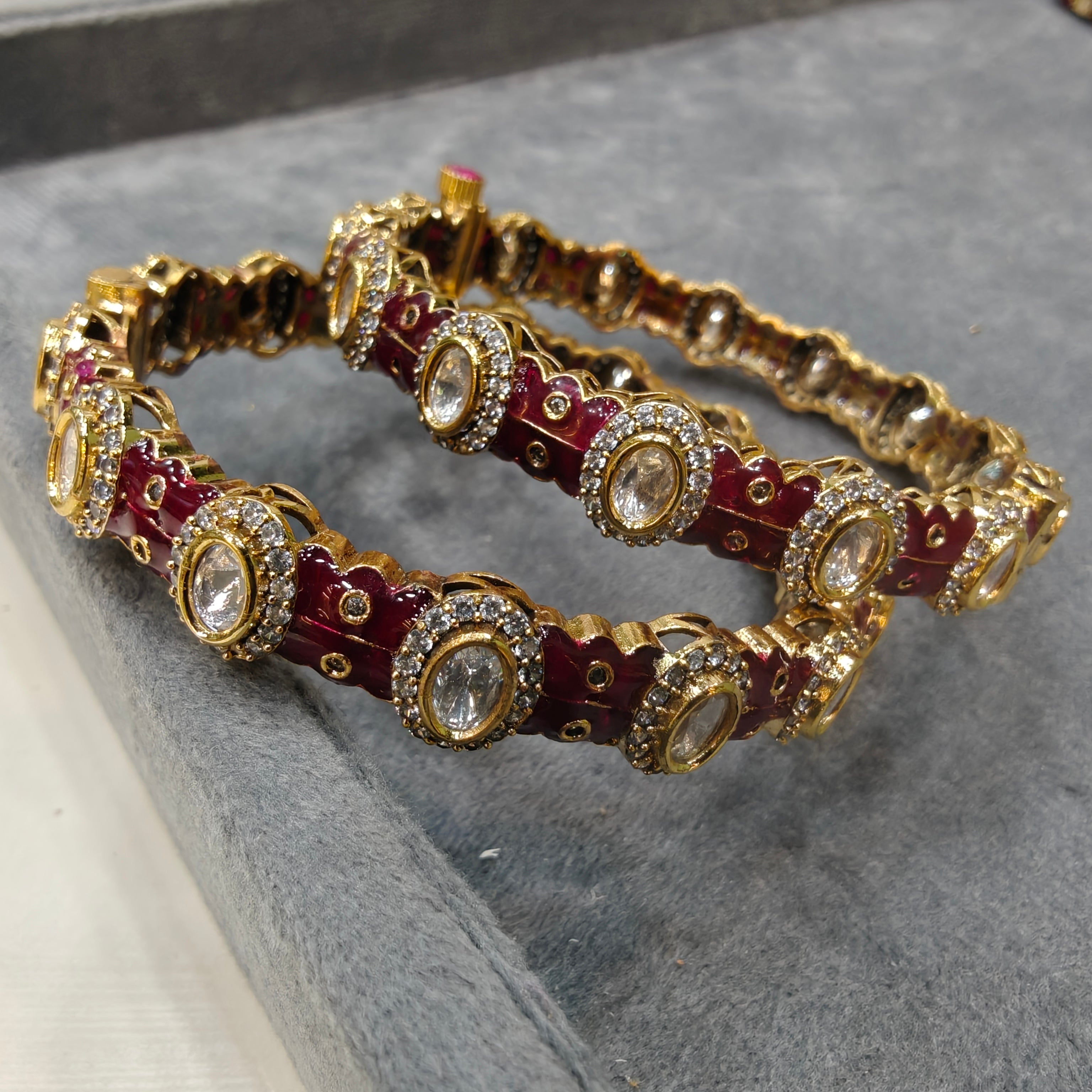 Khushi enamel openable Bangle- Ruby