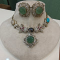 Noorvani Gemstone Sabya inspired Choker Necklace Set- Green Multi