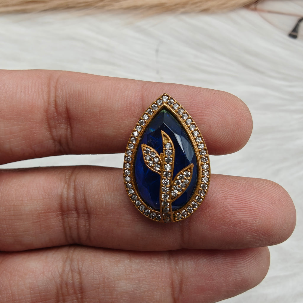 Leaf Adjustable Doublet Ring- Blue