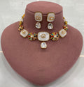 Satya Uncut Polki with Natural Stone Choker Necklace Set - White Multi