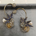 Advisha Butterfly Gemstone Statement Earcuff- Yellow Blue