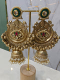 Rukmini Amrapali Brass Fusion Earrings- Green