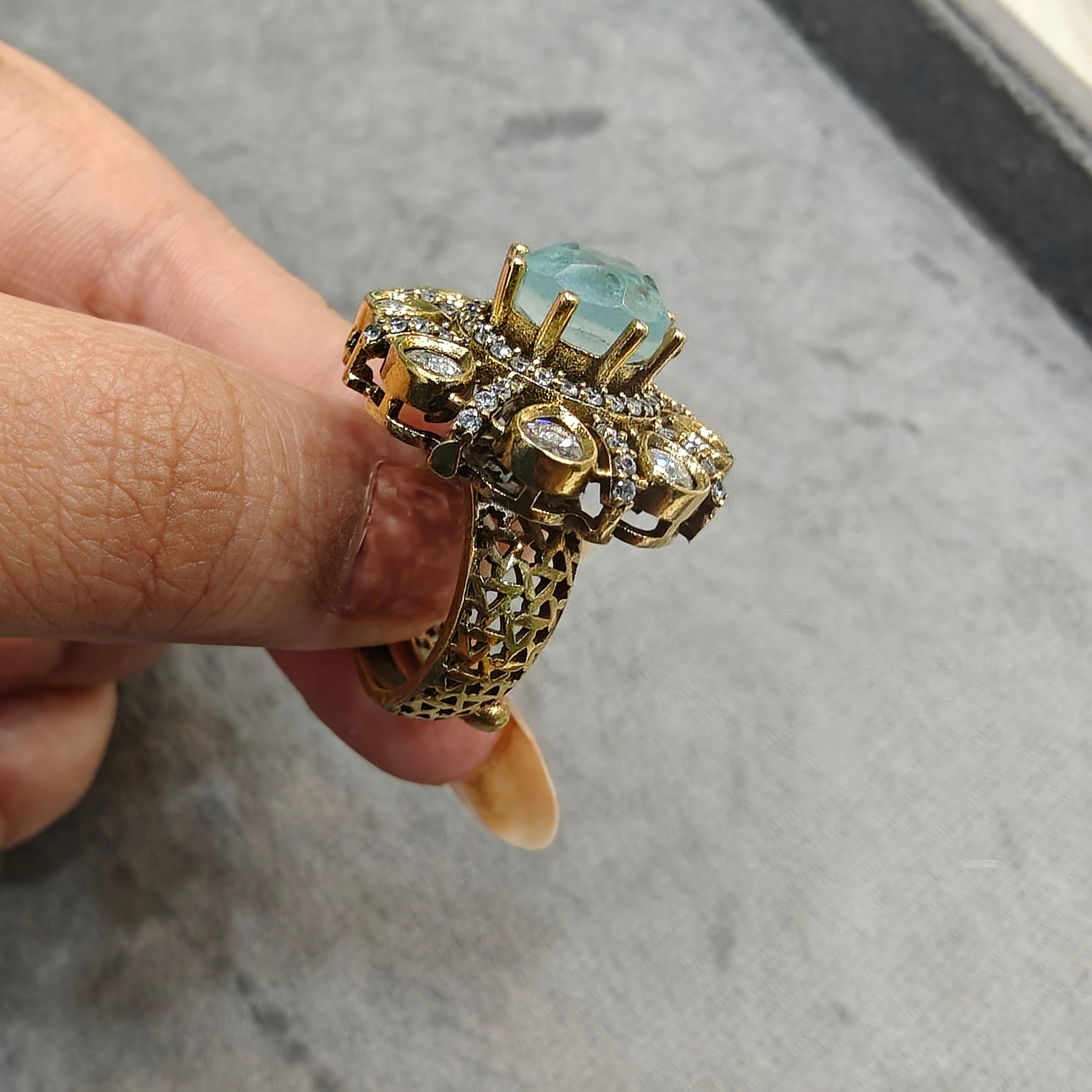 Twisha Doublet Adjustable Ring- Sky Blue