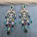Vantara Koyal Statement Dangker Earrings- Green Multi