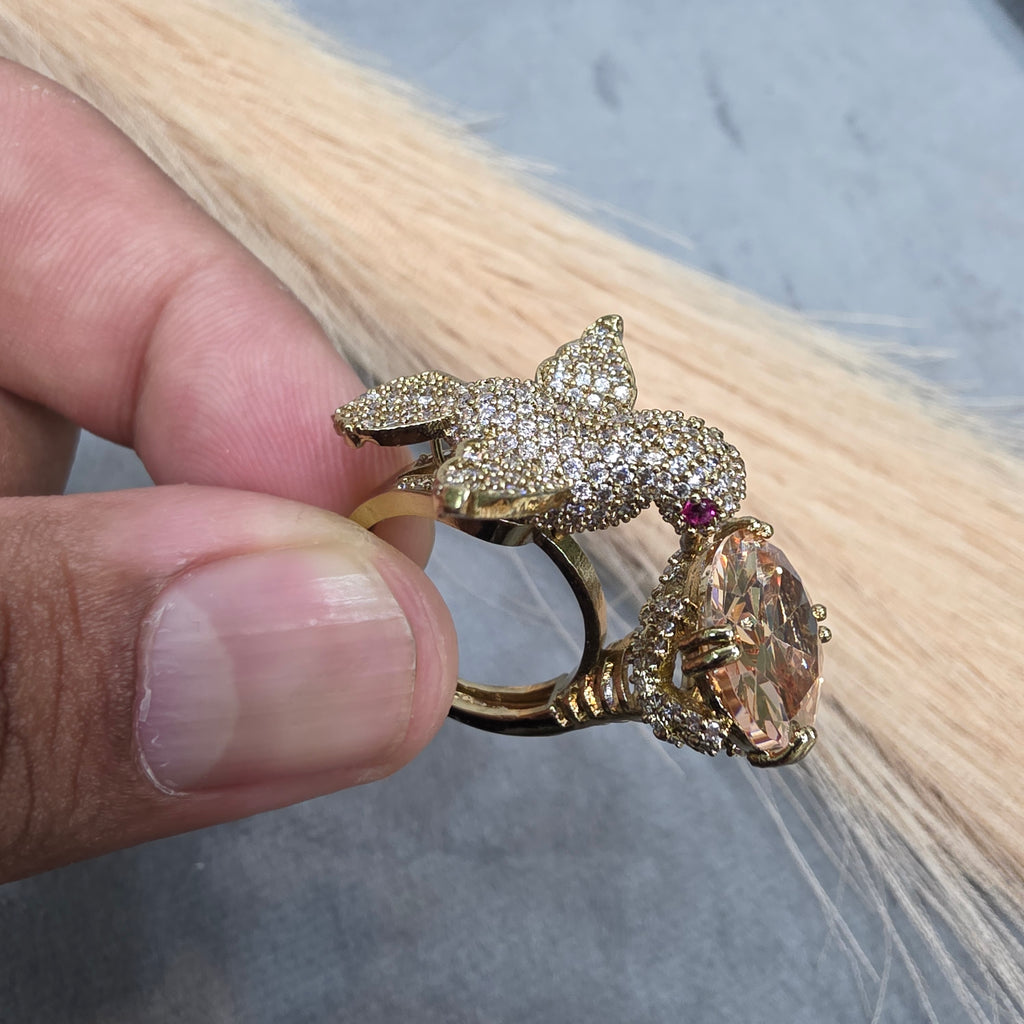 Arohi Bird Adjustable Ring- Champagne