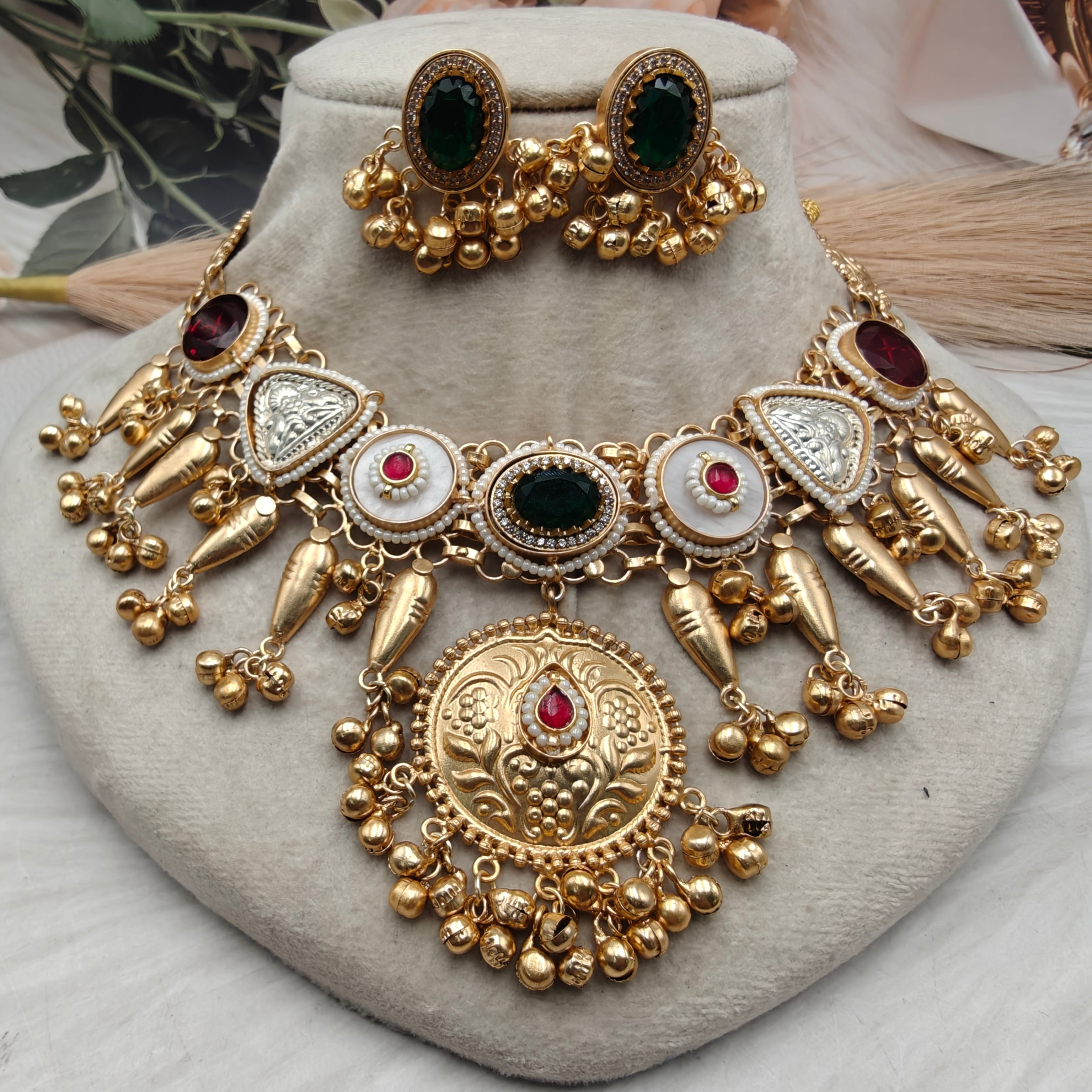 Handcrafted Brass Fusion Fidaya Necklace Set- Multi