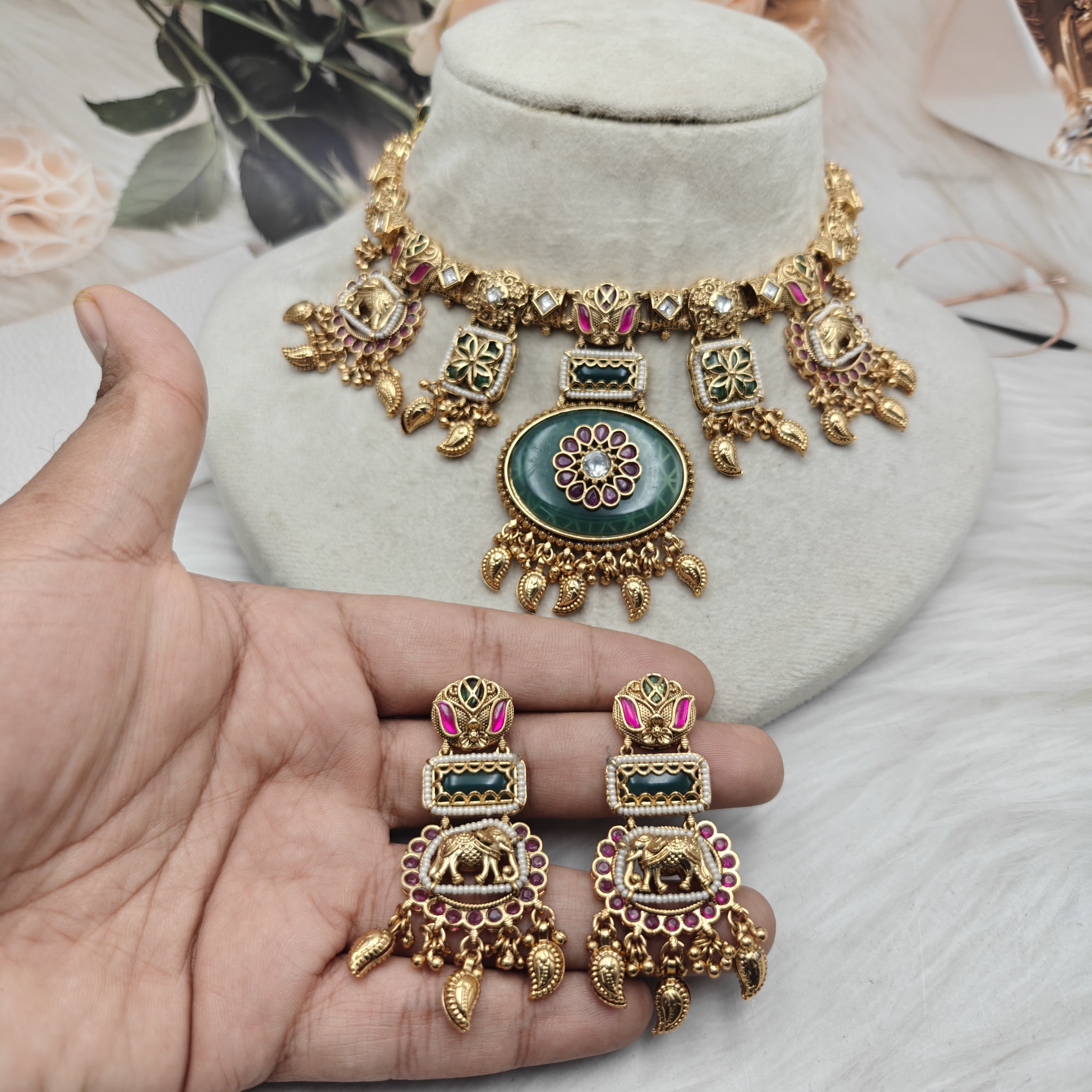 Rahil Heritage Gold Look Necklace Set