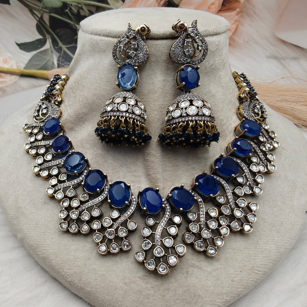 Zaynah Doublet Necklace Set- Blue