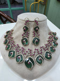 Shloka Designer Concept Statement Necklace Set- Rama Green Ruby