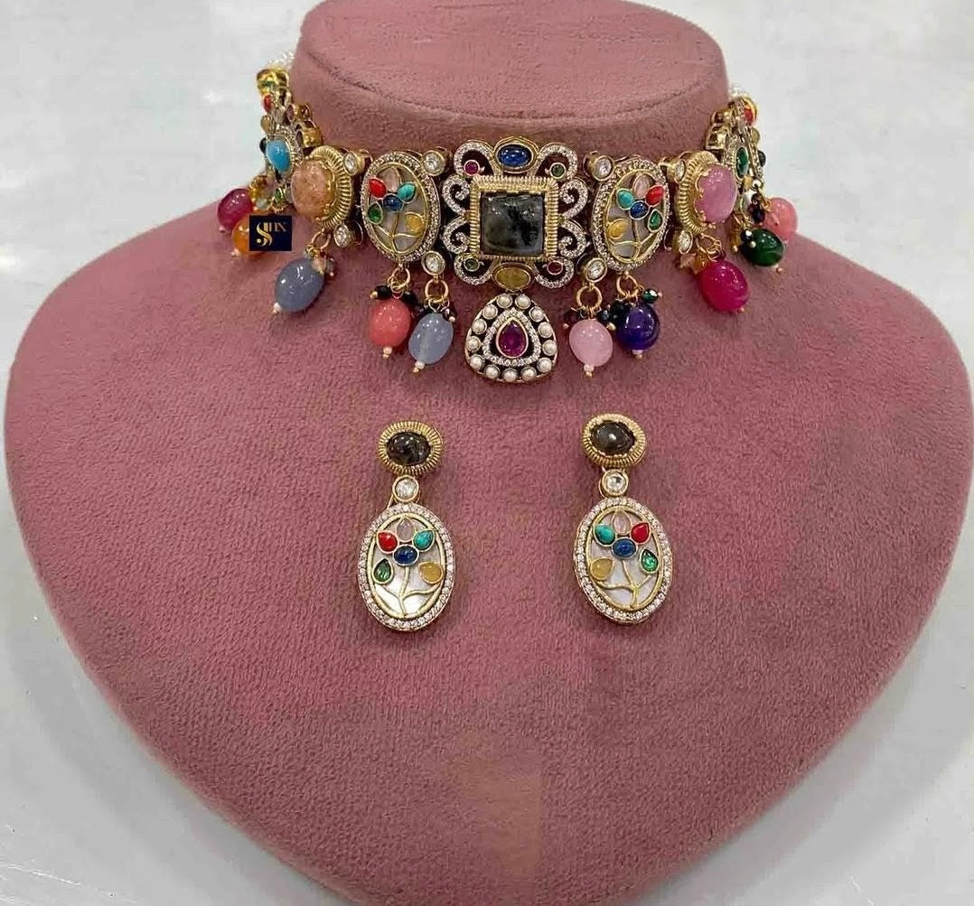 Qafirana Holdali Fusion Choker Set- Multi