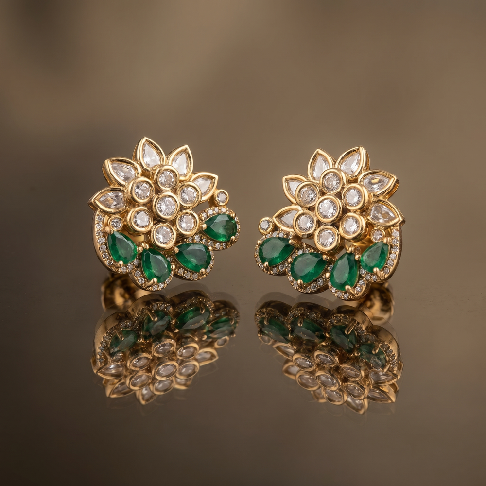 Tanvika Moissanite Studs- Green