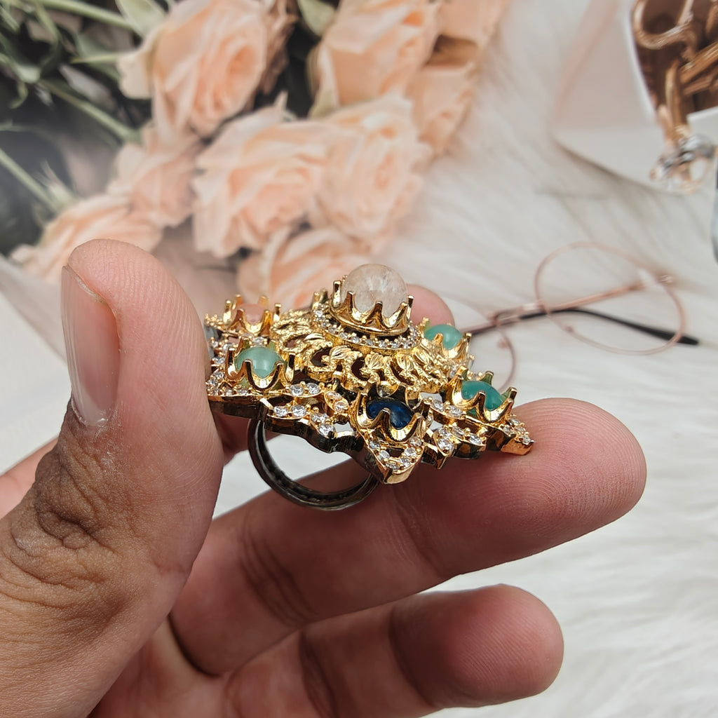 Star Sabya Inspired Statement Premium Adjustable Ring - Multi