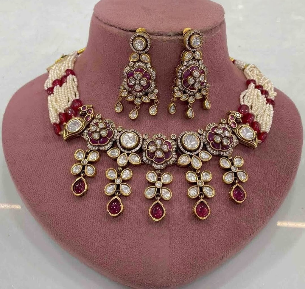 Diksha Takker Stone Polki Choker Set- Ruby