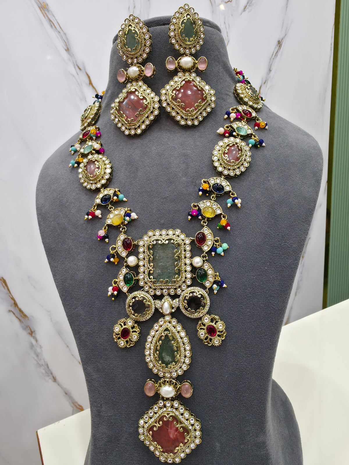 Drashti Sabya Inspired Natural Stone Long Necklace - Multi 2