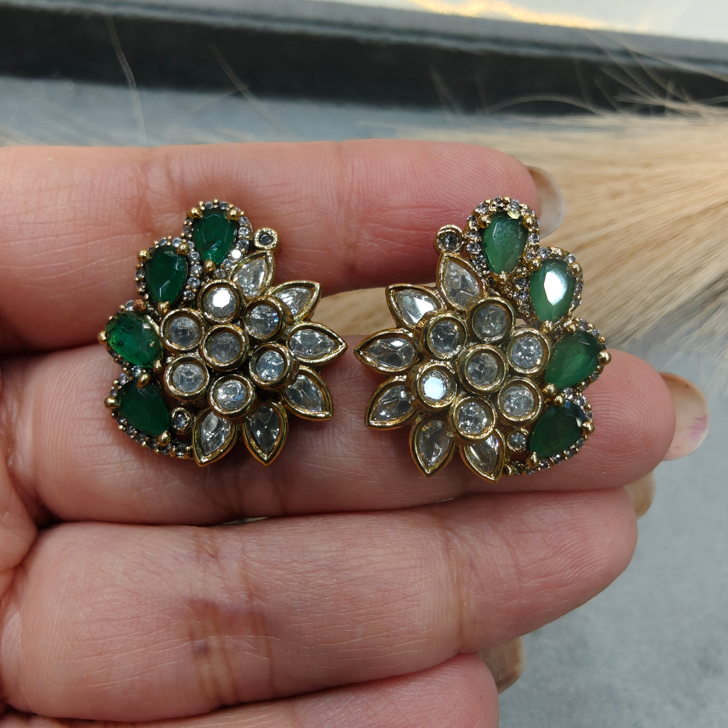 Tanvika Moissanite Studs- Green