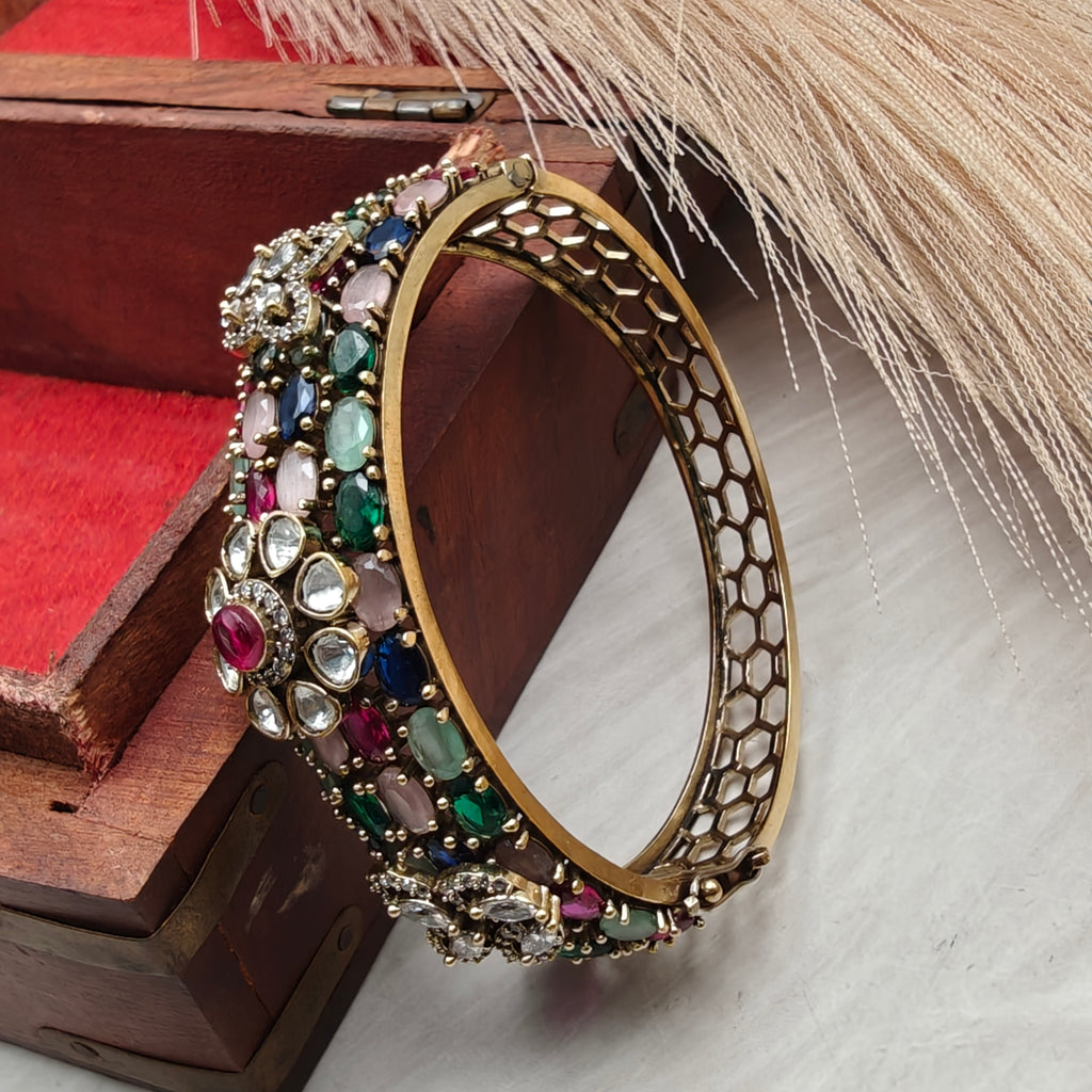 Kusum Moissanite Polki Openable Bracelet- Multi