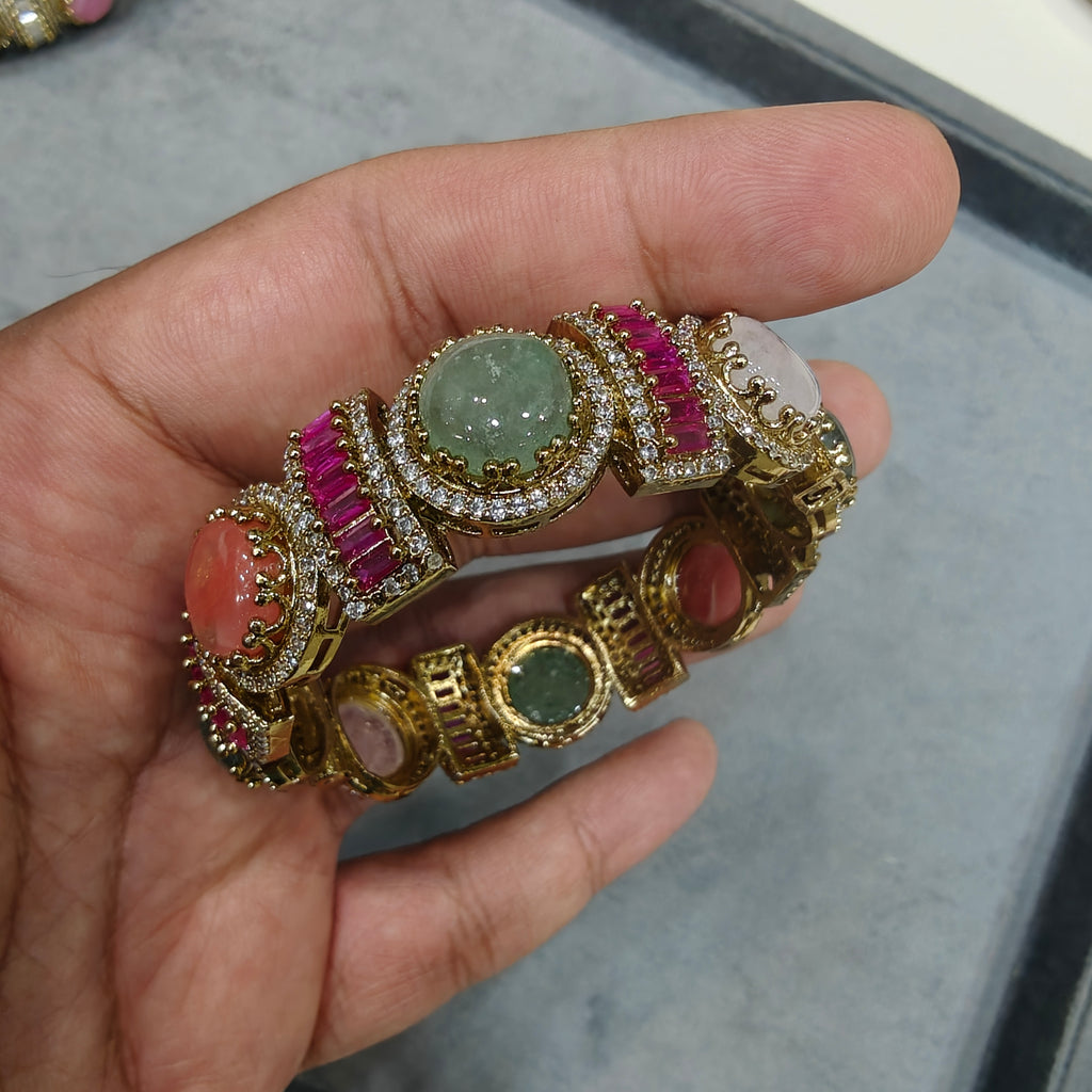 Banno Sabyasachi Inspired Openable Bangle - Ruby Multi