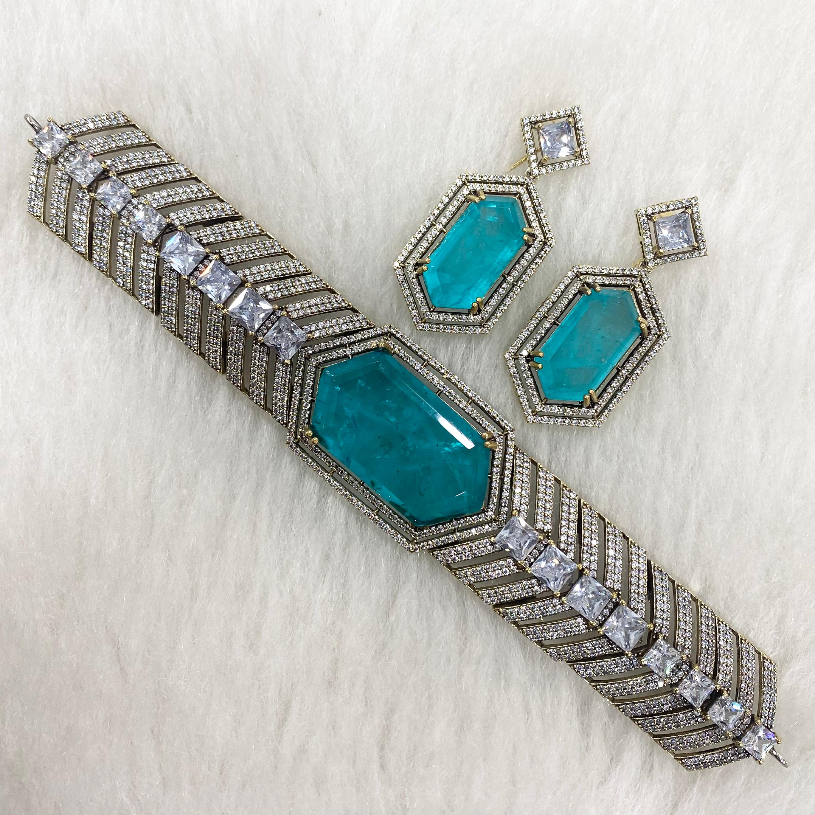 Saheli Doublet Choker Set- Turquoise