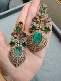 Amayra Sabya Inspired Statement Earrings- Mint Green Multi