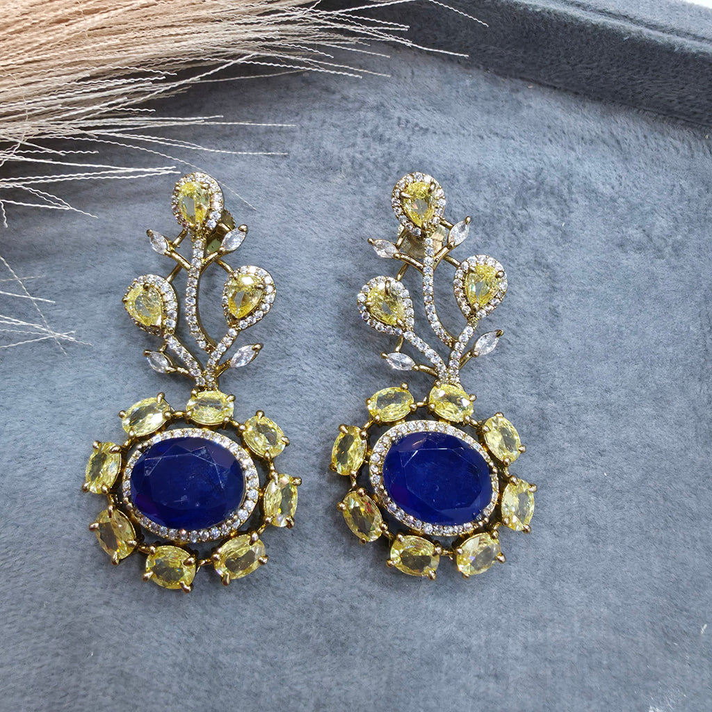 Karishma Hazoori Doublet Earrings - Blue Yellow Citrine