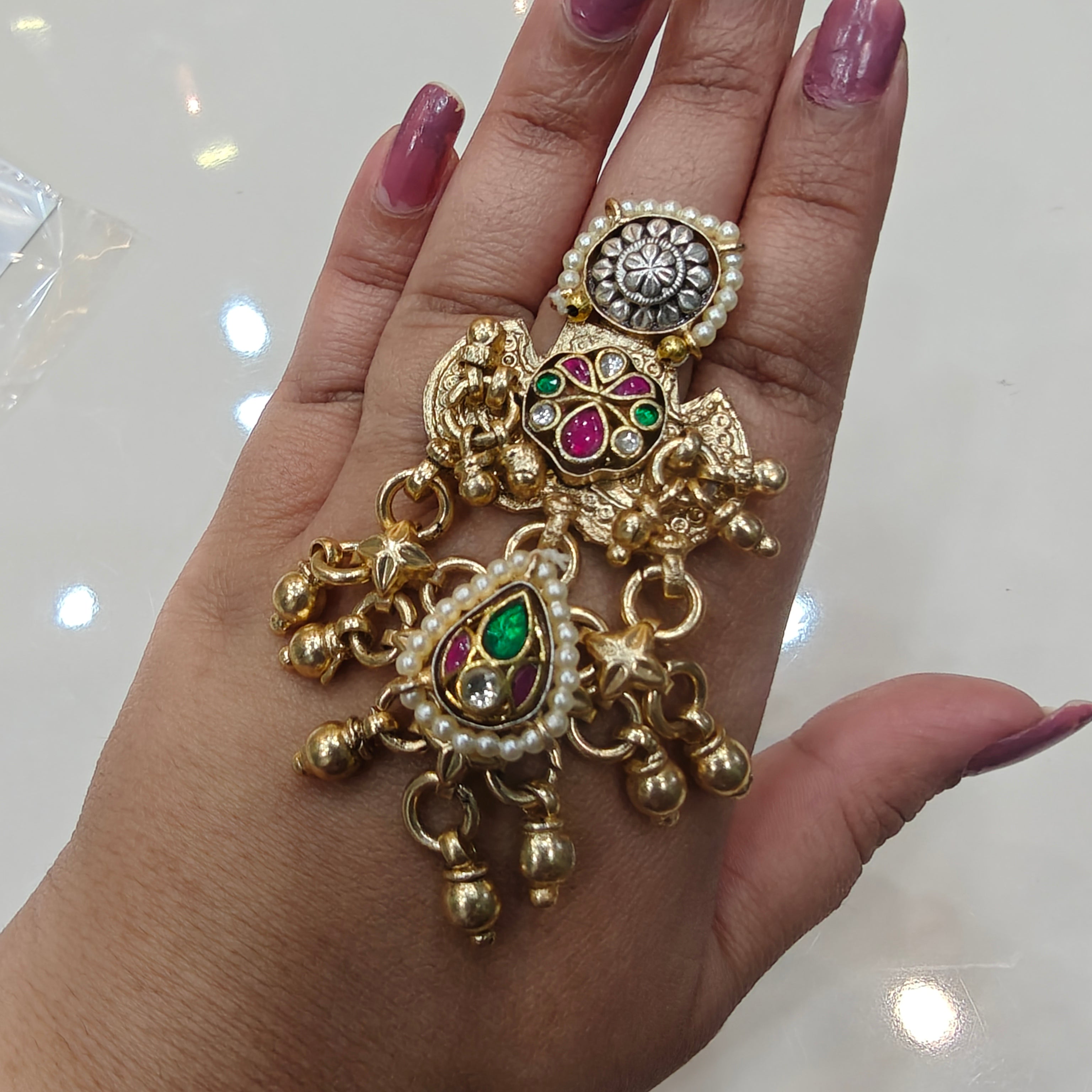 Leher Brass Fusion Pachi Adjustable Ring