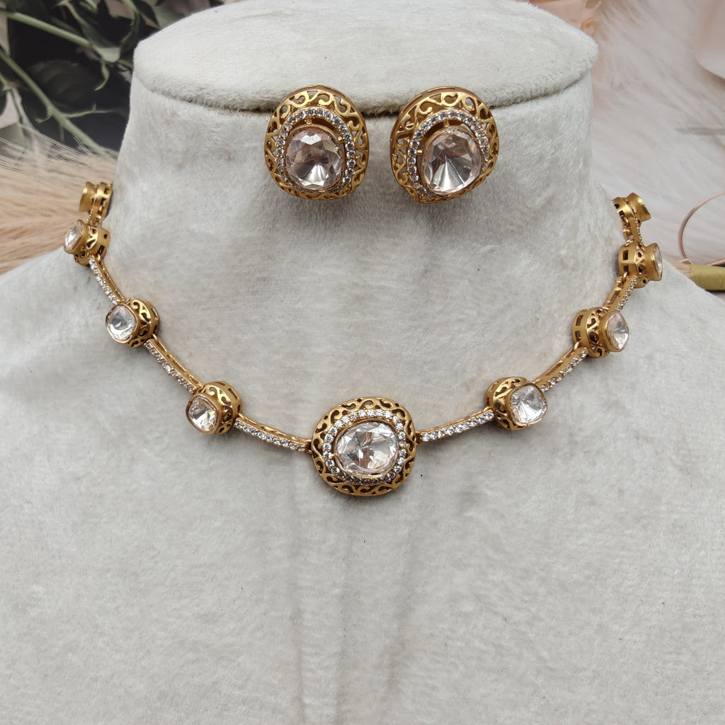 Eterna sleek Moissanite Necklace Set