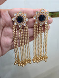 Nizam Kashmiri Brass Fusion Earrings- Blue