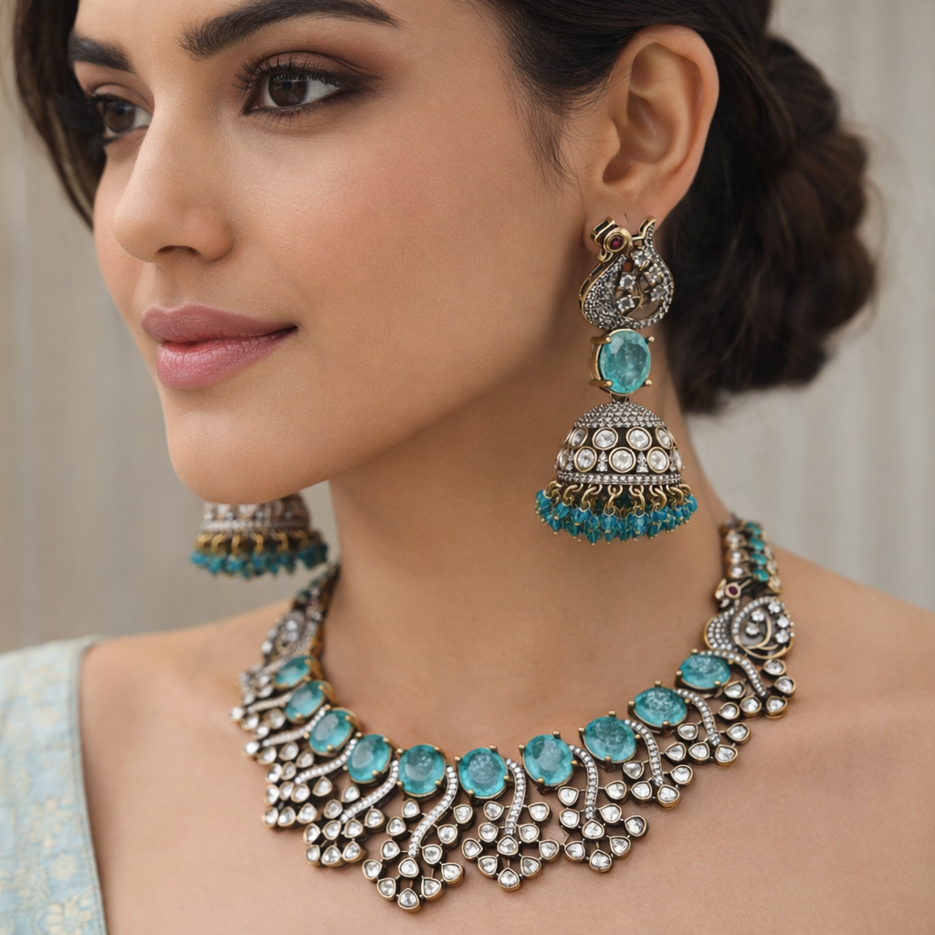 Zaynah Doublet Necklace Set- Turquosie