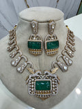 Equine Statement Moissanite Necklace Set- Emerald