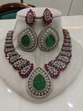 Zarqash Royale Doublet Necklace Set- Ruby and Green