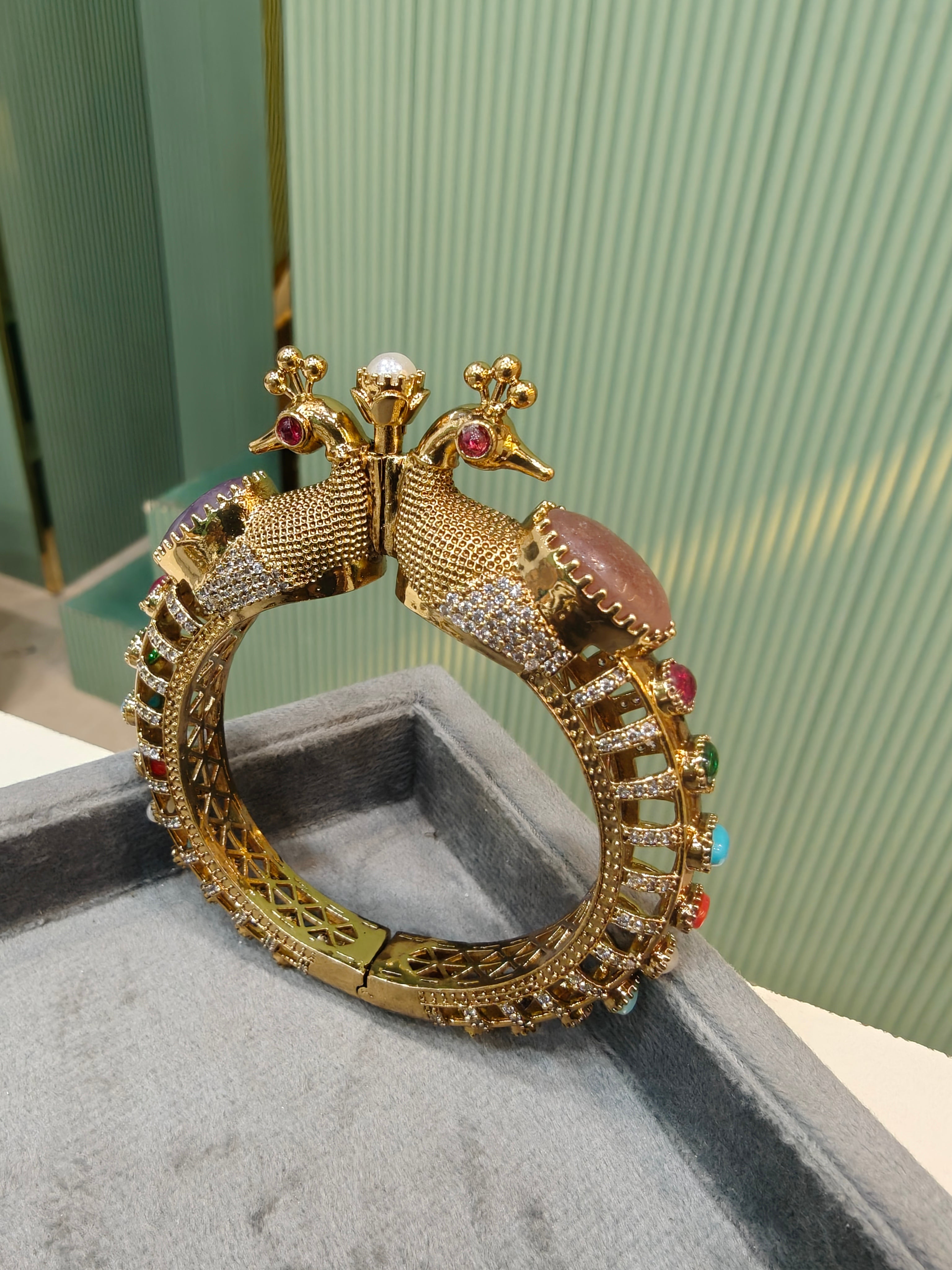Noreen Sabyasachi inspired openable Kangan - Purple and Strawberry red