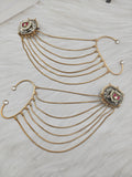 Sitara Earchain with Cuff- Ruby