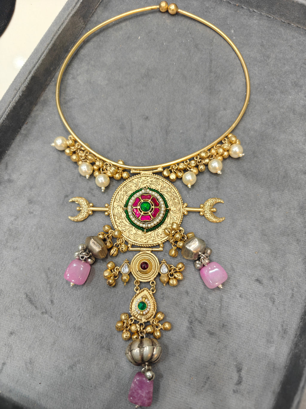 Vidya Brass Fusion Kundan Hasli