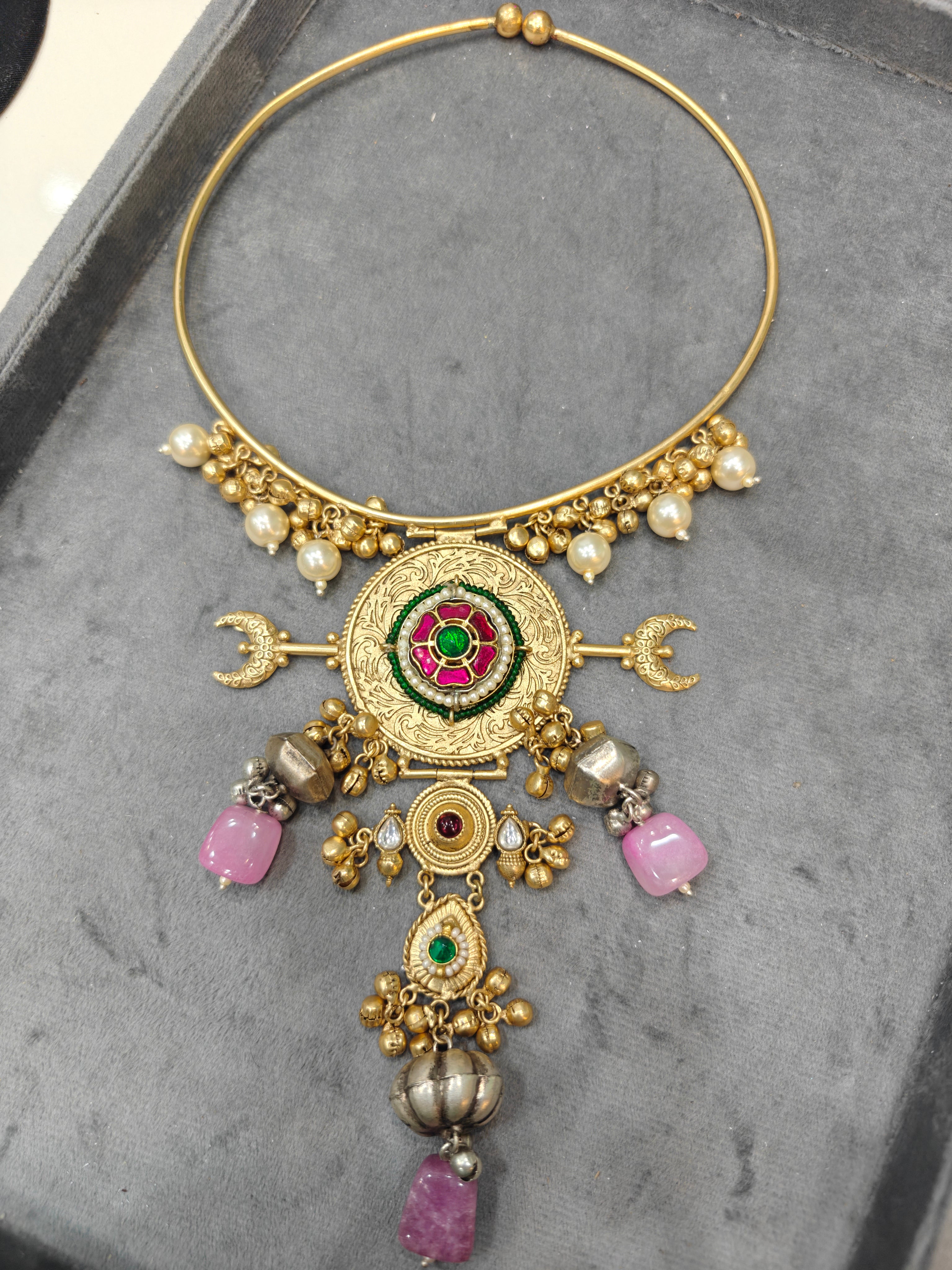 Vidya Brass Fusion Kundan Hasli