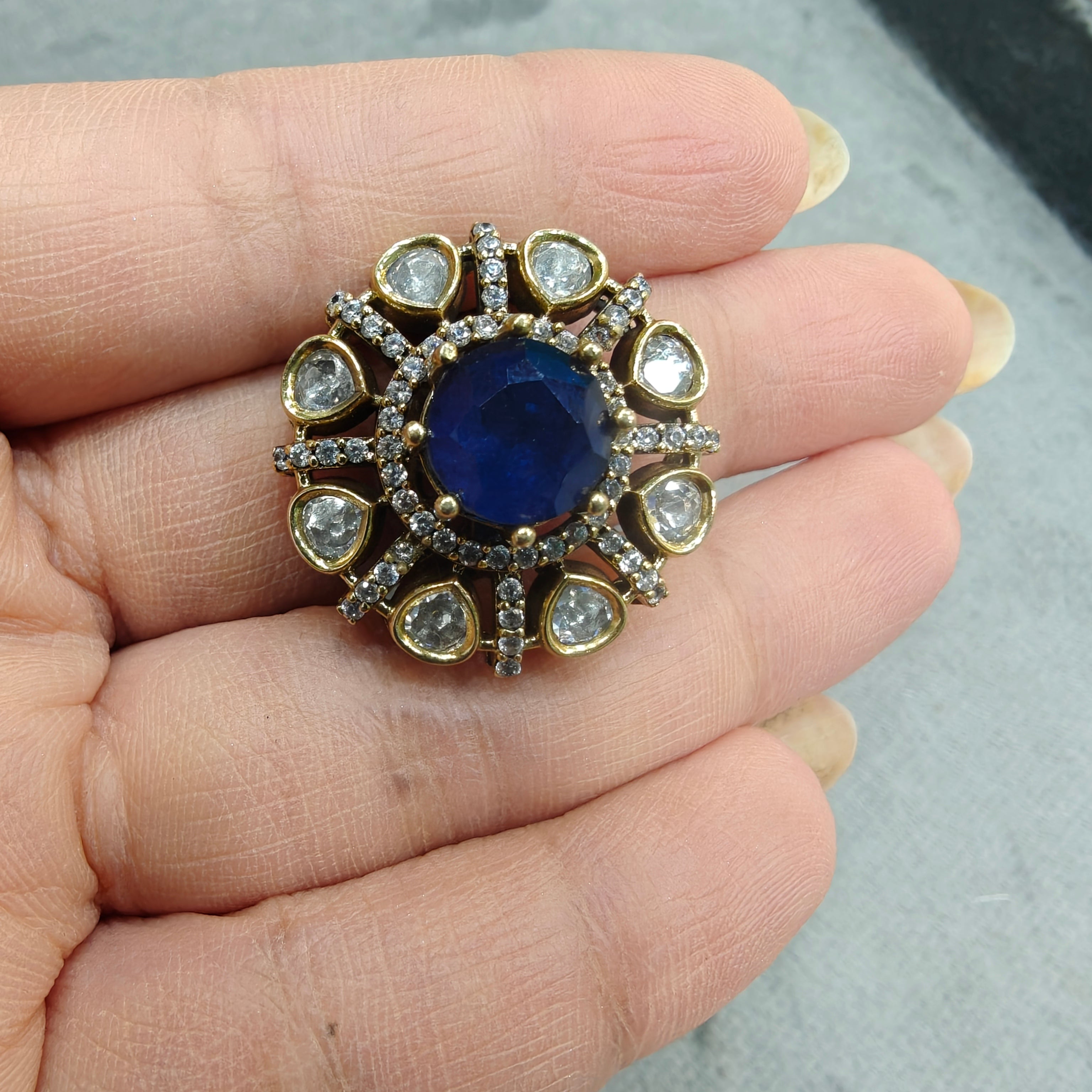 Twisha Doublet Adjustable Ring- Blue