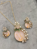 Raktika Natural Stone Statement Pendant Set- Lavender