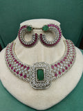 Haven Collar Necklace Set- Ruby Mint Green