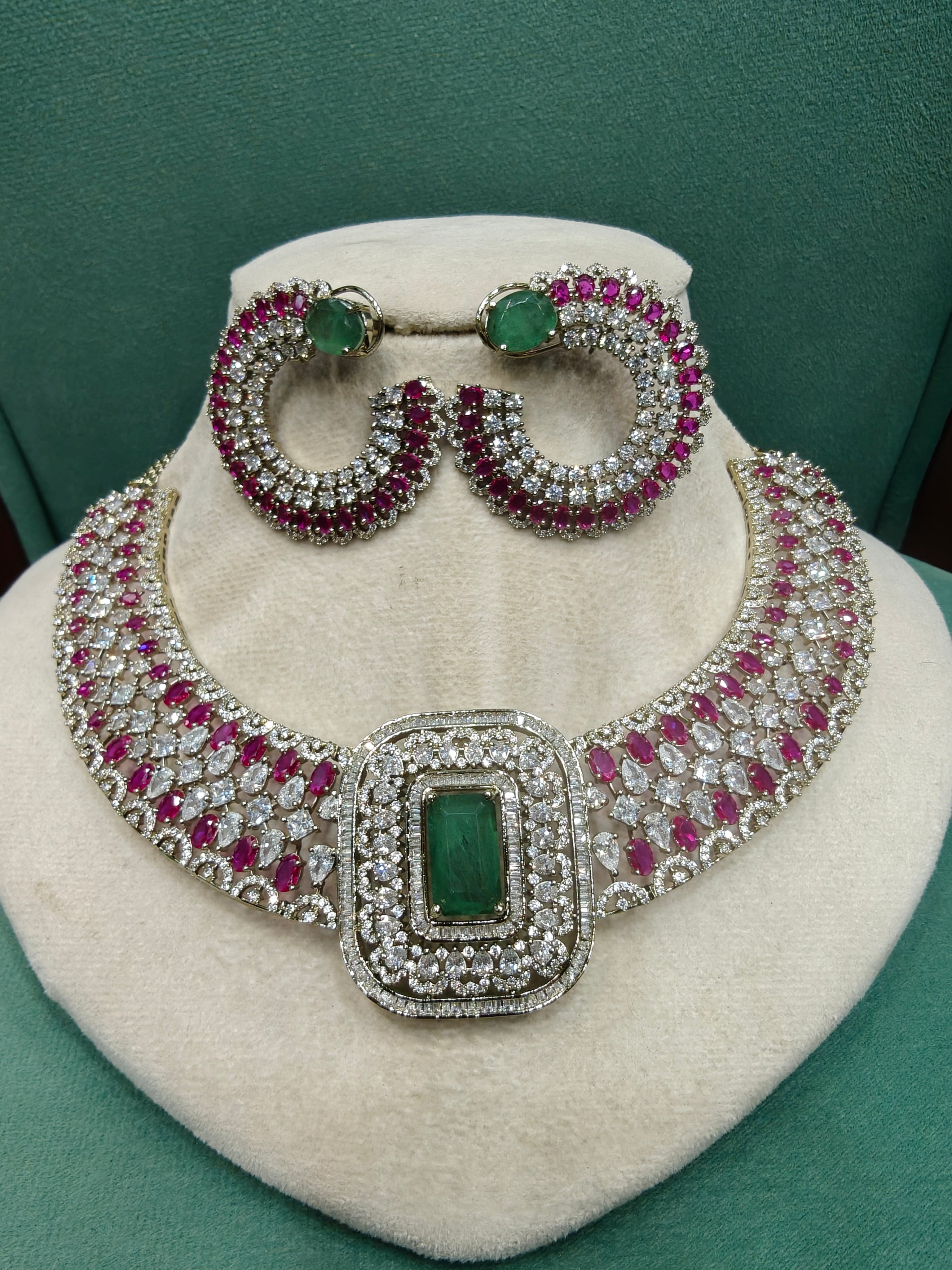 Haven Collar Necklace Set- Ruby Mint Green