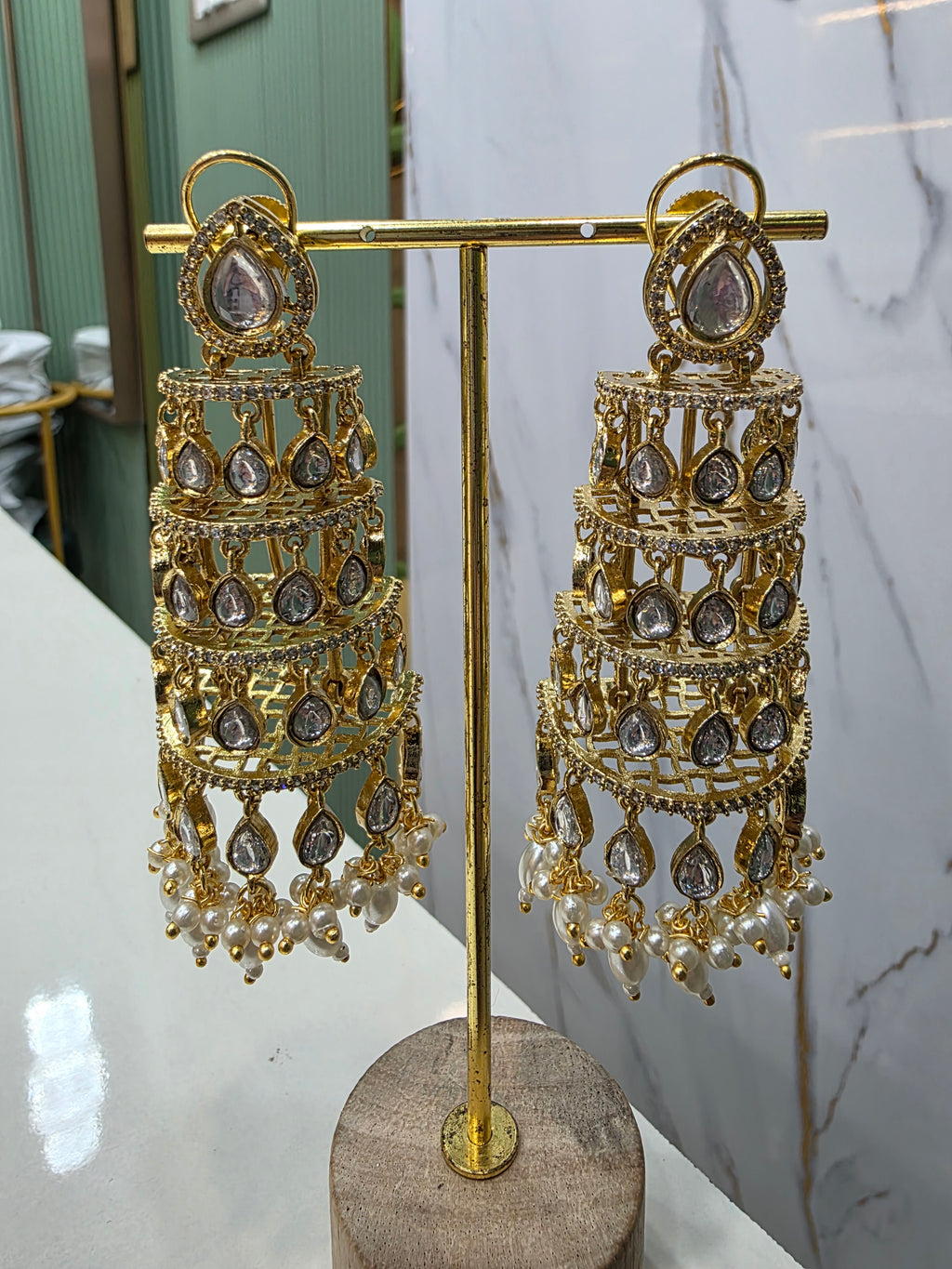 Roohani Jhoomar Earrings- White